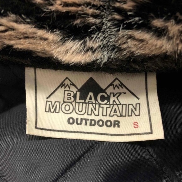 Black mountain vintage oversized brown faux fur quilt lined jacket sz S soft! - Picture 4 of 4